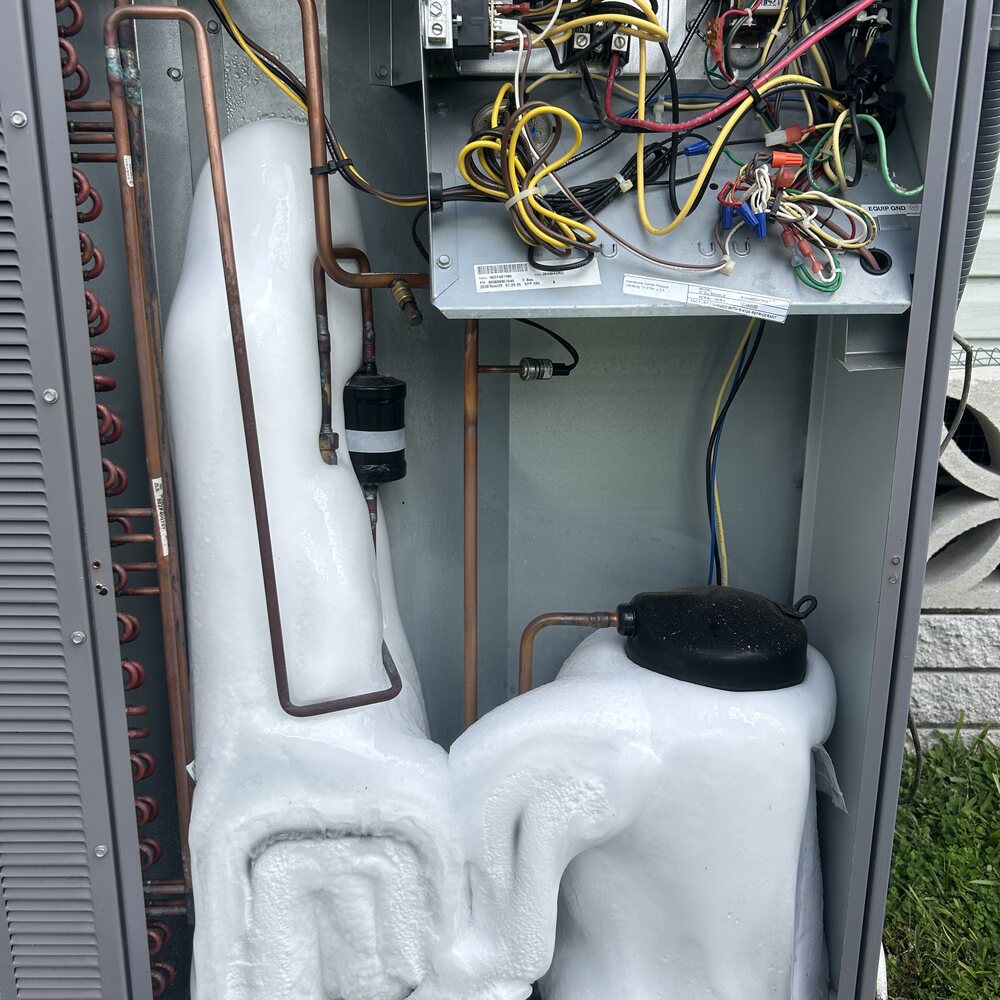 Inside the failed system — coil iced solid